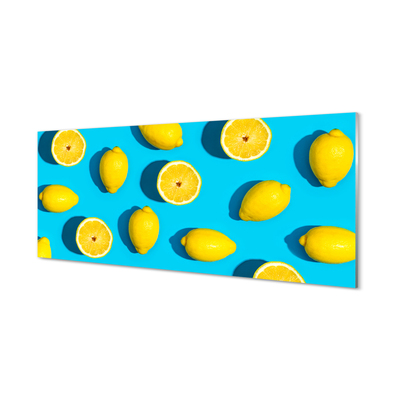 Küchenrückwand spritzschutz Zitronen auf einem blauen hintergrund