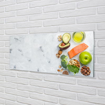 Küchenrückwand spritzschutz Lachs apfel-nussöl
