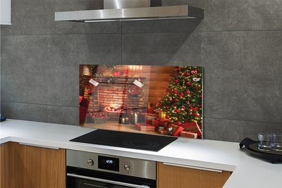 Küchenrückwand spritzschutz Kamin dekoration geschenke weihnachtsbaum