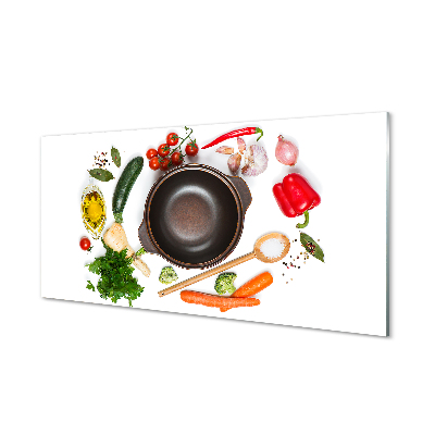 Küchenrückwand spritzschutz Löffel tomaten petersilie