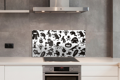 Küchenrückwand spritzschutz Weißer hintergrund schwarze kreaturen