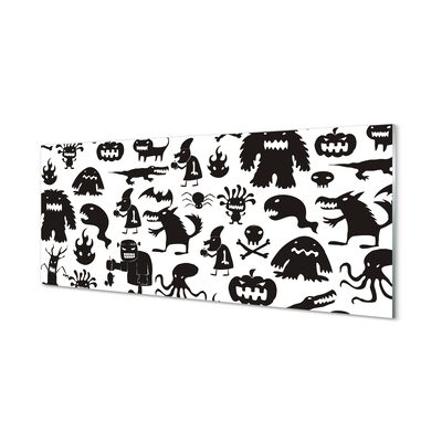 Küchenrückwand spritzschutz Weißer hintergrund schwarze kreaturen