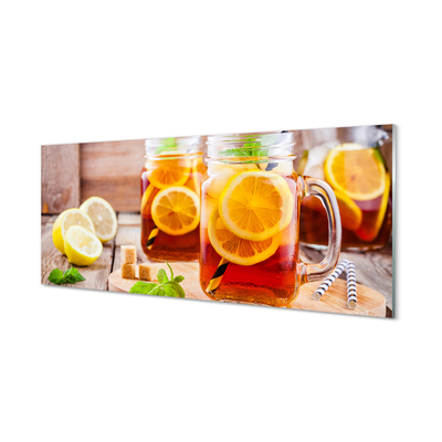 Küchenrückwand spritzschutz Tee kalt zitrus strohhalme