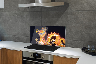 Küchenrückwand spritzschutz Japanischer golden dragon