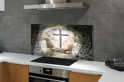 Küchenrückwand spritzschutz Kellerlicht kreuz jesus