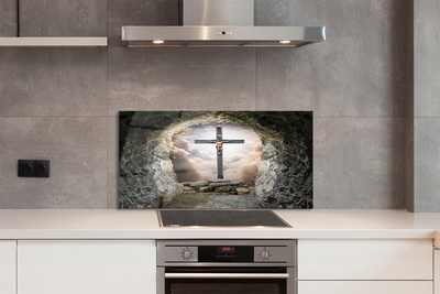 Küchenrückwand spritzschutz Kellerlicht kreuz jesus