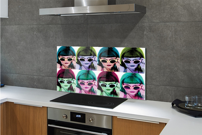 Küchenrückwand spritzschutz Weibliche haar farbige gläser