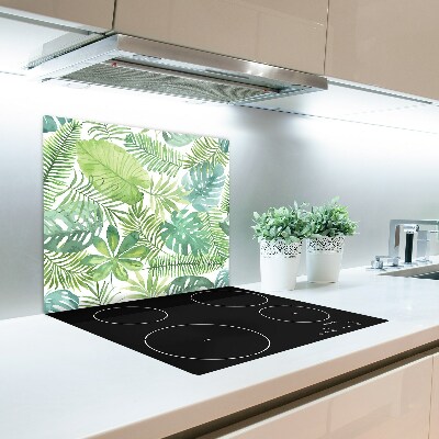 Glas Herdabdeckplatte Tropische Blätter