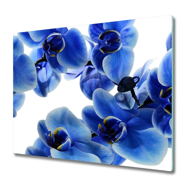 Glas Herdabdeckplatte Blaue Orchidee