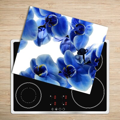 Glas Herdabdeckplatte Blaue Orchidee