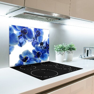 Glas Herdabdeckplatte Blaue Orchidee