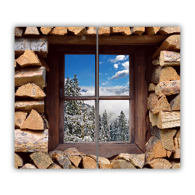 Glas Herdabdeckplatte Winter Fenster
