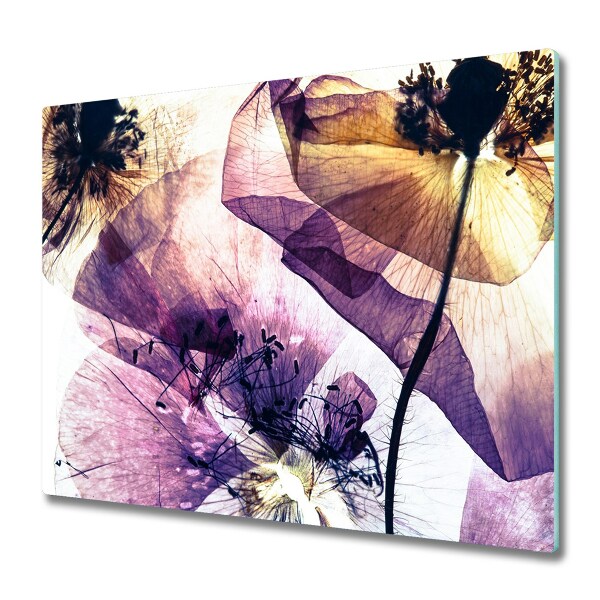 Glas Herdabdeckplatte Trockener Mohn