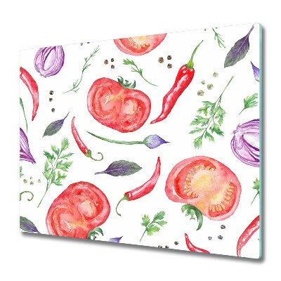 Glas Herdabdeckplatte Tomaten und Gewürze