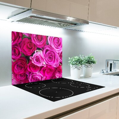Glas Herdabdeckplatte Blumenstrauß Rosen