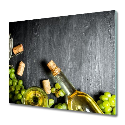Glas Herdabdeckplatte Weißwein und Früchte