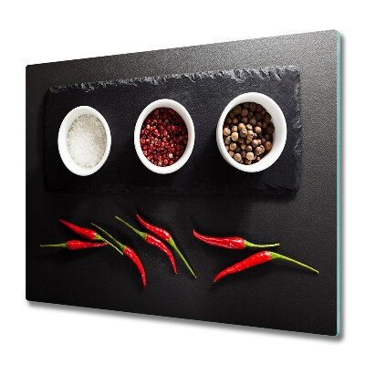 Glas Herdabdeckplatte Gewürze und Chili