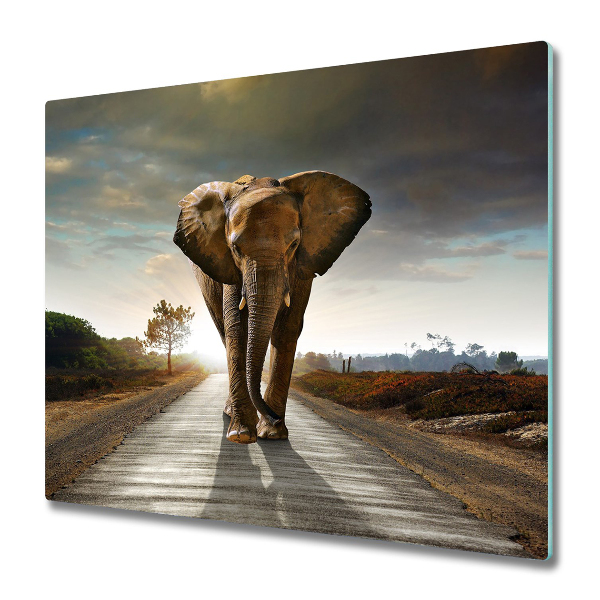 Glas Herdabdeckplatte Elefant