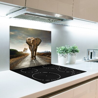 Glas Herdabdeckplatte Elefant