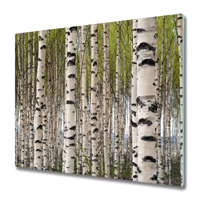 Glas Herdabdeckplatte Birkenwald