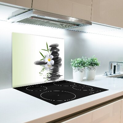 Glas Herdabdeckplatte Zen Steine