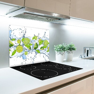 Glas Herdabdeckplatte Limetten und Wasser