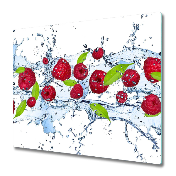 Glas Herdabdeckplatte Himbeeren und Wasser