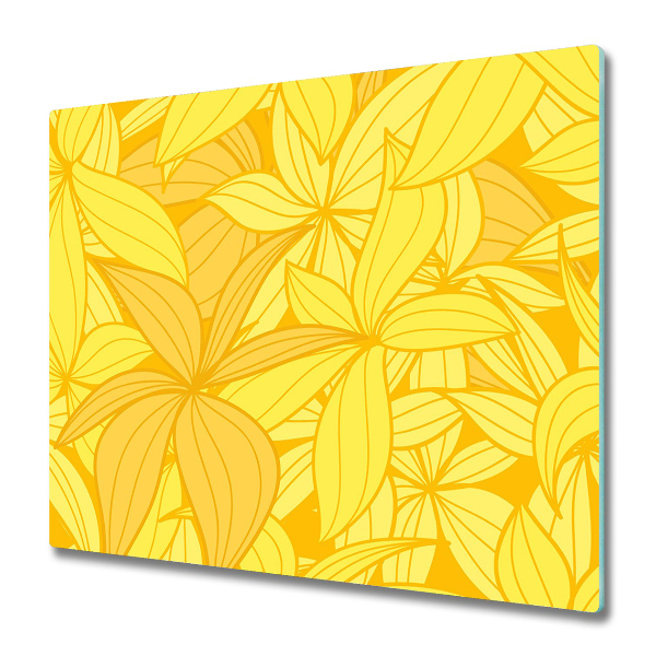 Glas Herdabdeckplatte Gelbe Blumen