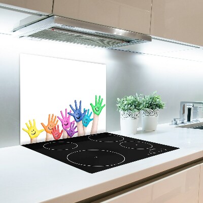 Glas Herdabdeckplatte Bemalte Hände