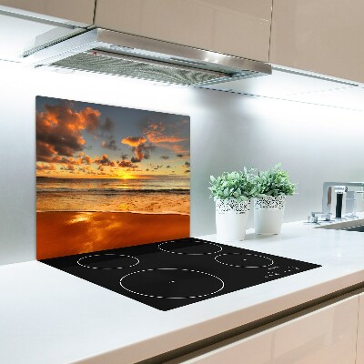 Glas Herdabdeckplatte Sonne Strand