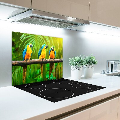 Glas Herdabdeckplatte Papageien Ast