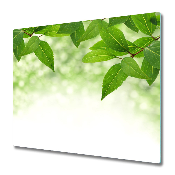 Glas Herdabdeckplatte Grüne Blätter