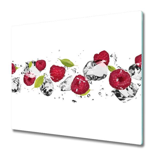 Glas Herdabdeckplatte Himbeere und Wasser