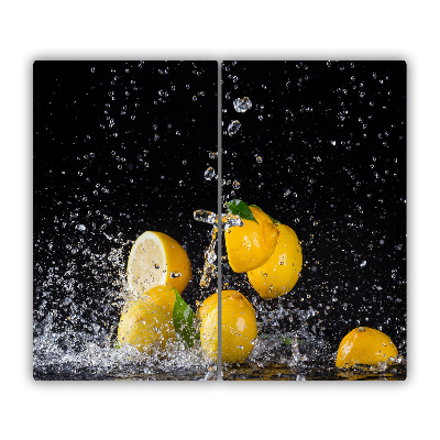 Glas Ceranfeldabdeckung Zitronen und Wasser
