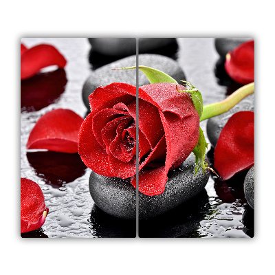 Glas Ceranfeldabdeckung Spritzschutz Rote Rose