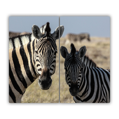 Glas Ceranfeldabdeckung Spritzschutz Zwei Zebras