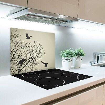 Glas Ceranfeldabdeckung Spritzschutz Krähen auf dem Baum
