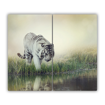 Glas Ceranfeldabdeckung Spritzschutz Weißer Tiger