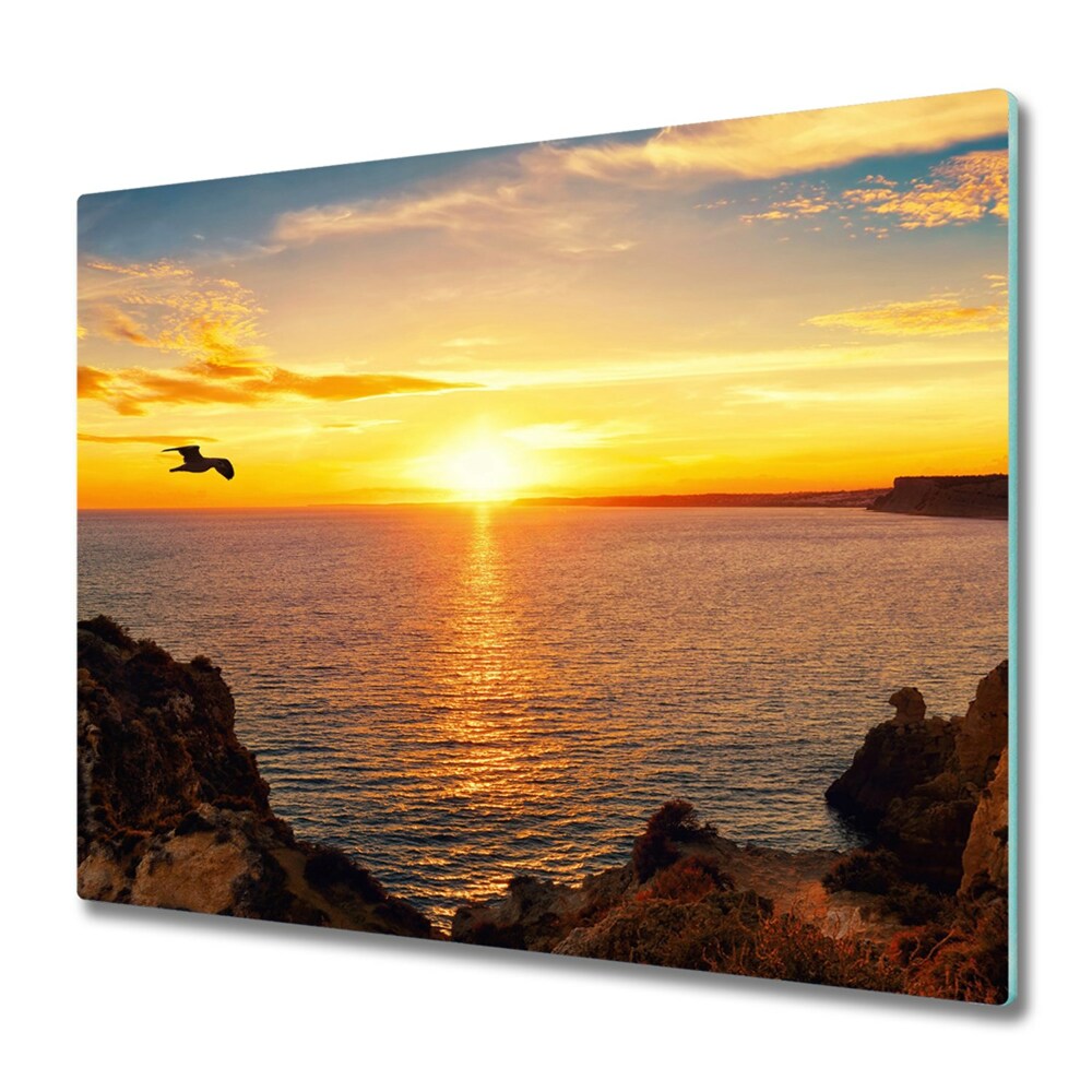 Glas Ceranfeldabdeckung Spritzschutz Sonnenuntergang Meer