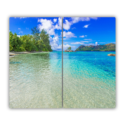 Glas Ceranfeldabdeckung Spritzschutz Seychellen Strand