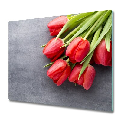 Glas Ceranfeldabdeckung Spritzschutz Rote Tulpen