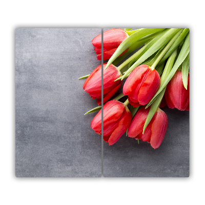 Glas Ceranfeldabdeckung Spritzschutz Rote Tulpen