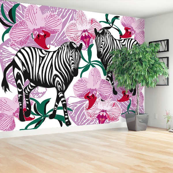 Motivtapete Zebra orchideenblüte