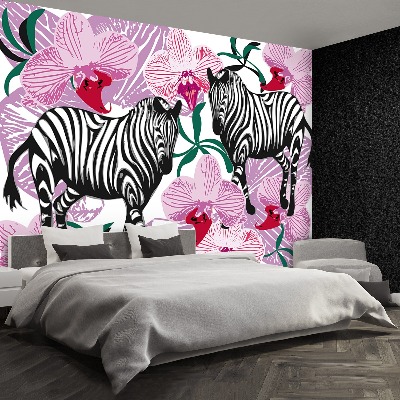 Motivtapete Zebra orchideenblüte