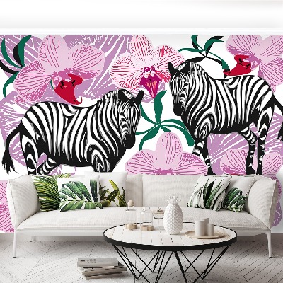 Motivtapete Zebra orchideenblüte