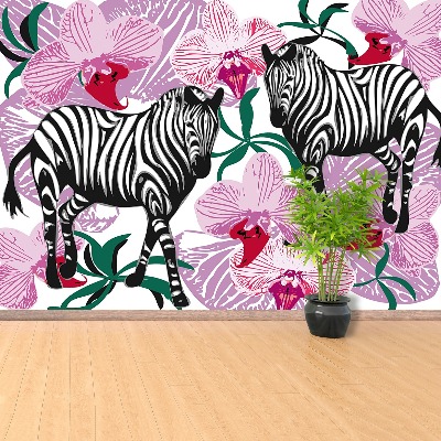 Motivtapete Zebra orchideenblüte