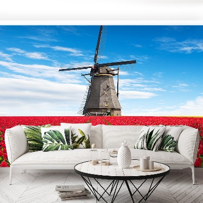 Fototapete Tulpen windmühle