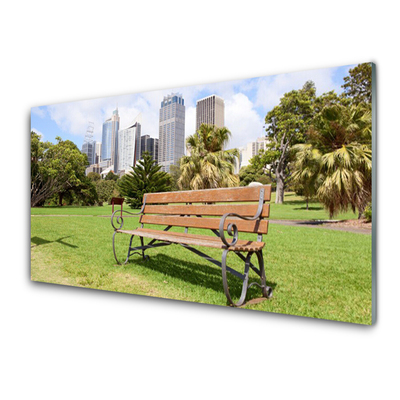 Acrylglasbilder Park Hochhäuser Bank Natur