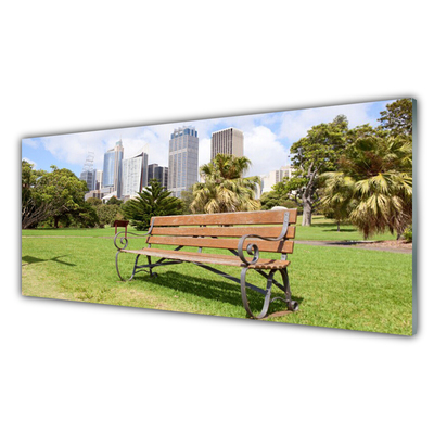 Acrylglasbilder Park Hochhäuser Bank Natur