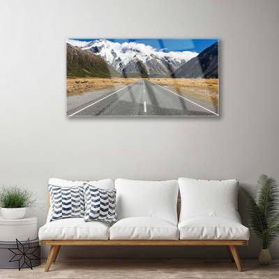 Acrylglasbilder Straße Berge Gebirge Schnee Landschaft